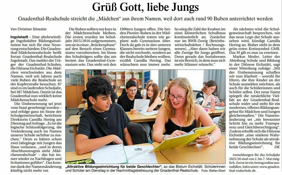 Gnadenthal Realschule Bistum Eichstätt